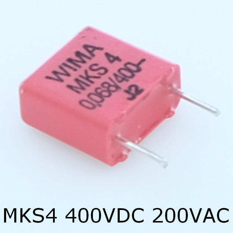 Condensateur film PET MKS4 68nF 400VDC 200VAC 5x10.5x10.3mm pas7.5 10% Wima