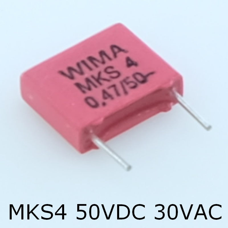 Condensateur film PET MKS4 470nF 50VDC 30VAC 3x8.5x10mm pas7.5 5% Wima