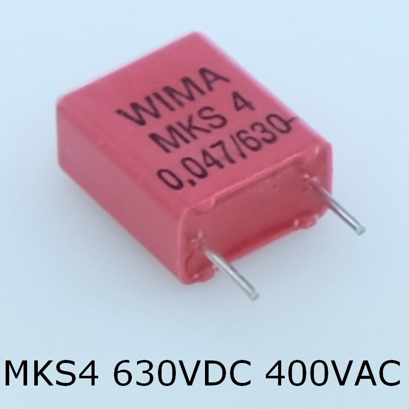 Condensateur film PET MKS4 47nF 630VDC 400VAC 5.7x12.5x10.3mm pas7.5 10% Wima