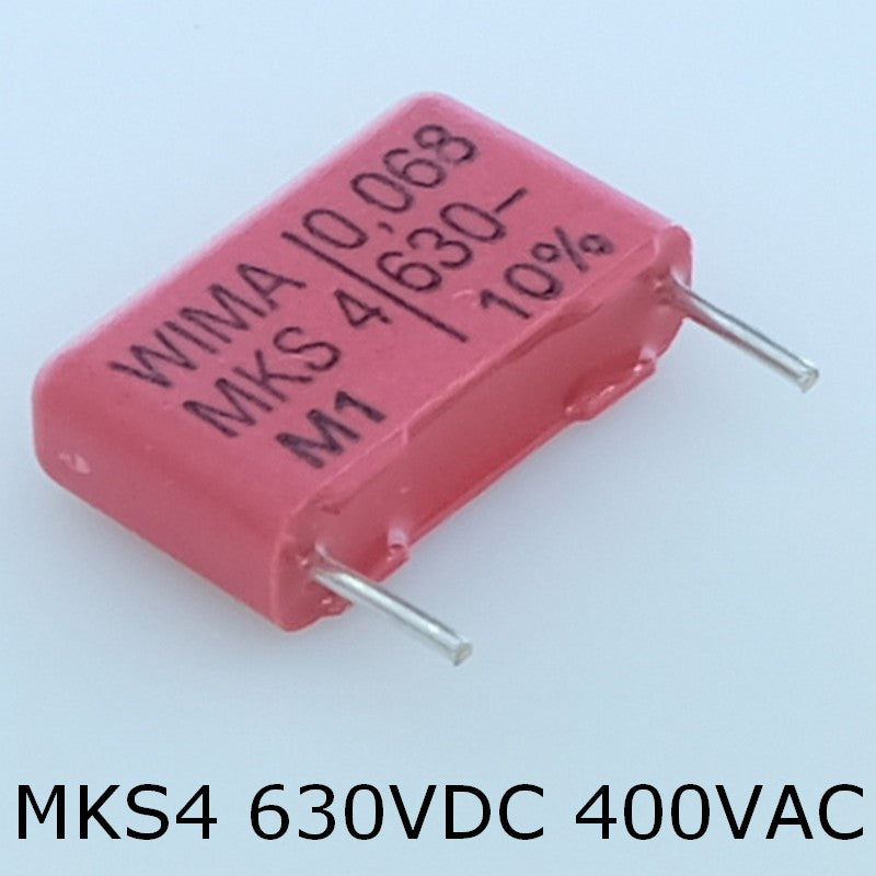 Condensateur film PET MKS4 68nF 630VDC 400VAC 5x11x18mm pas15 10% Wima