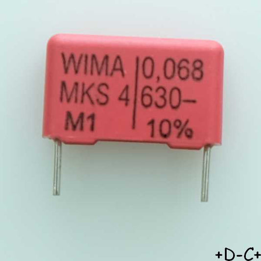 Condensateur film PET MKS4 68nF 630VDC 400VAC 5x11x18mm pas15 10% Wima