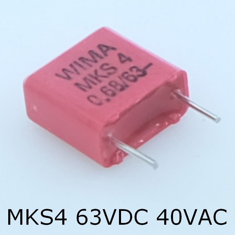 Condensateur film PET MKS4 680nF 63VDC 40VAC 5x10.5x10.3mm pas7.5 10% Wima