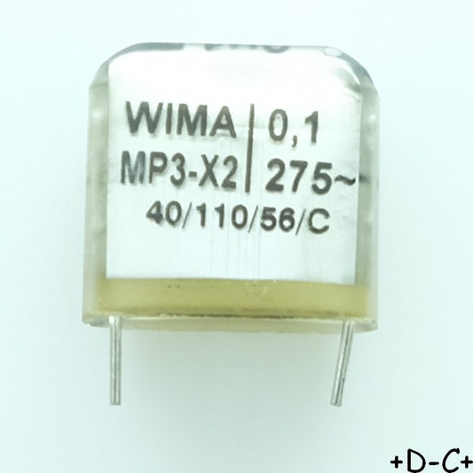 Condensateur MP3-X2 100nF 275V 10x18x19mm pas15 Wima