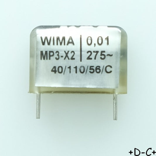 Condensateur MP3-X2 10nF 275Vac 5x13x19mm pas15 Wima