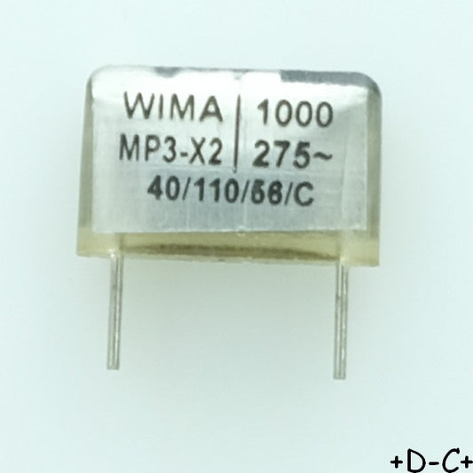 Condensateur MP3-X2 1nF 275Vac 4x8.5x13.5mm pas10 Wima