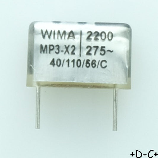 Condensateur MP3-X2 2.2nF 275Vac 4x8.5x13.5mm pas10 Wima