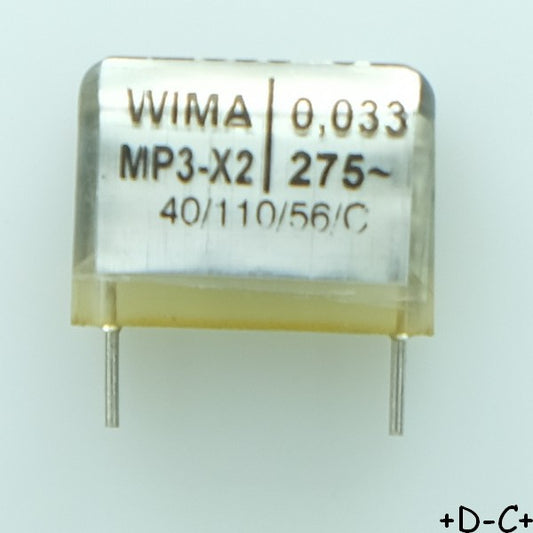 Condensateur MP3-X2 33nF 275Vac 6x14x19mm pas15 Wima