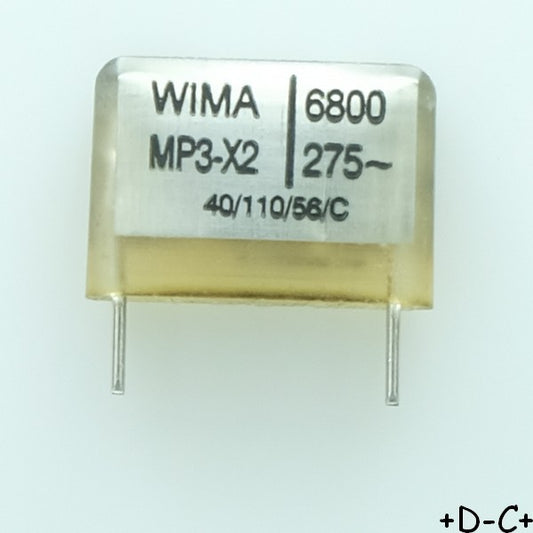 Condensateur MP3-X2 6.8nF 275Vac 5x13x19mm pas15 Wima