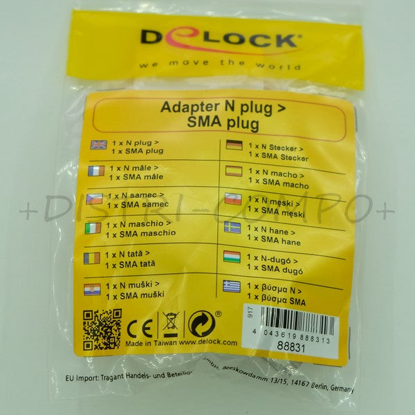 Adaptateur N mâle vers SMA mâle Delock 88831