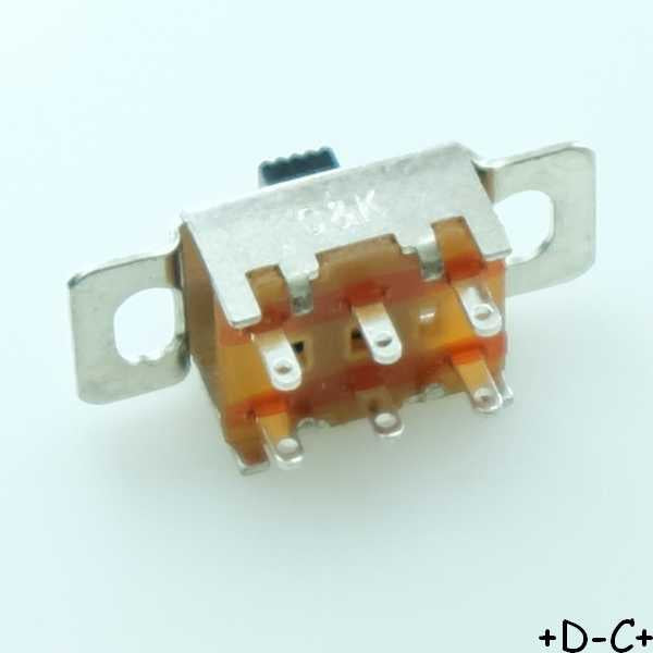 Commutateur glissière panneau DPDT ON-OFF-ON 30VDC 300mA CK OS203013MT7QN1 - Distri-Compo