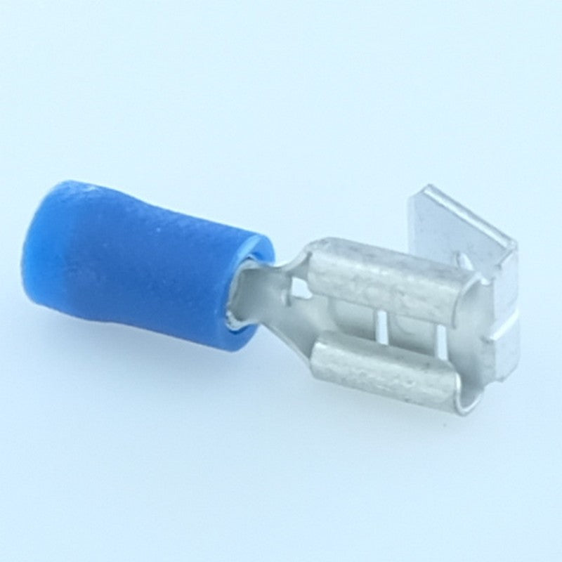 Cosse piggyback 6.3x0.8mm a  sertir femelle + clips de reprise bleue