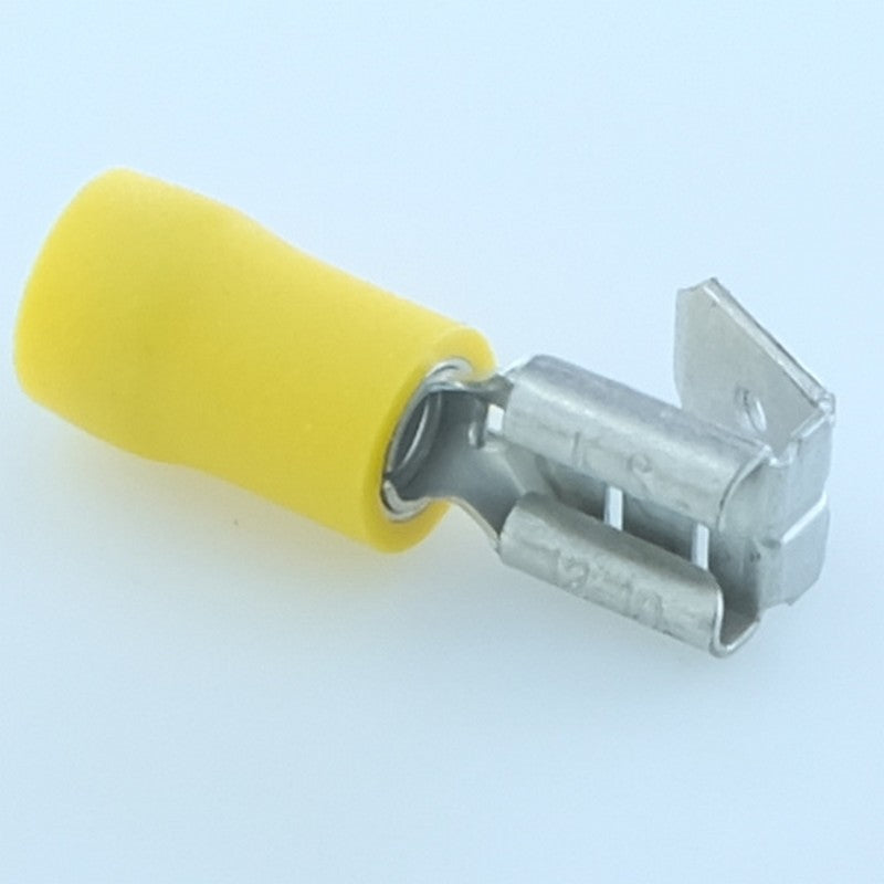 Cosse piggyback 6.3x0.8mm a  sertir femelle + clips de reprise jaune