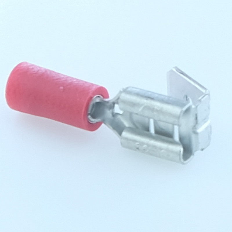 Cosse piggyback 6.3x0.8mm a  sertir femelle + clips de reprise rouge