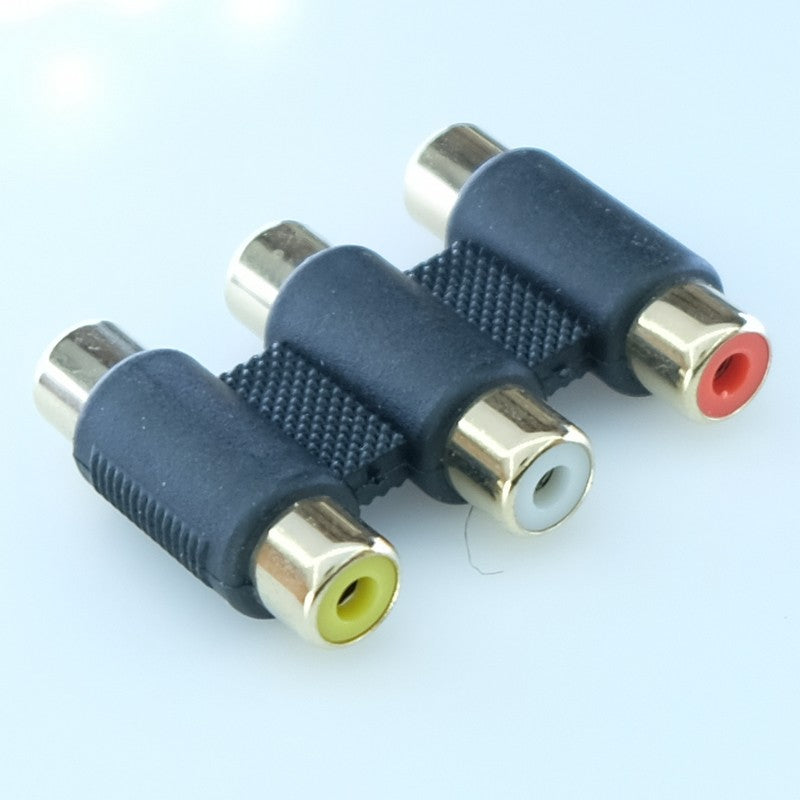 Coupleur 3 RCA femelle vers 3 RCA femelle plastique