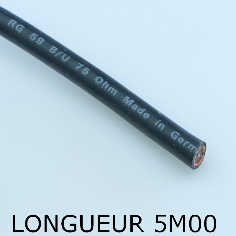 Cable coaxial video RG59 75ohms longueur 5m00 - Distri-Compo