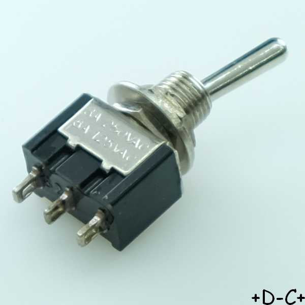 Commutateur à levier ON-OFF-ON SPDT 3A 250V à cosses Ø6.4mm