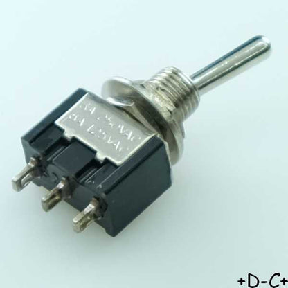 Commutateur à levier ON-OFF-ON SPDT 3A 250V à cosses Ø6.4mm