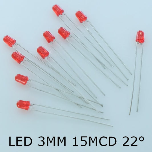Led rouge 3mm 20mA 2V 635nm 15mcd TLHR4205 Vishay (lot de 10)
