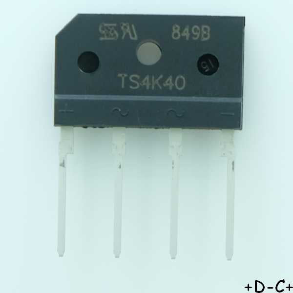 TS4K40-A Rectifier Bridge Diode Single 400V 4A 4-pin Taiwan RoHS - Distri-Compo