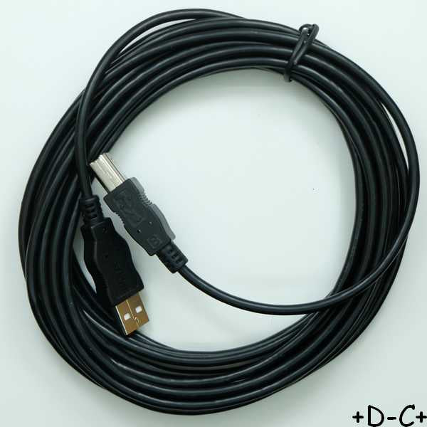 Cordon USB 2.0 Type A mâle vers Type B mâle 5m00 - Distri-Compo