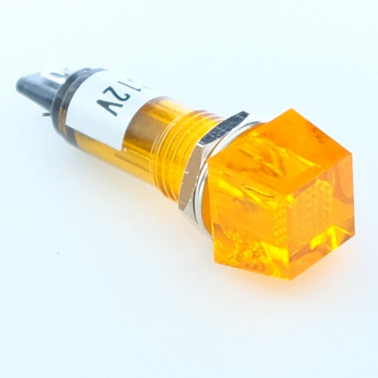 Voyant néon 12VDC orange perçage 10mm carré 12x12mm