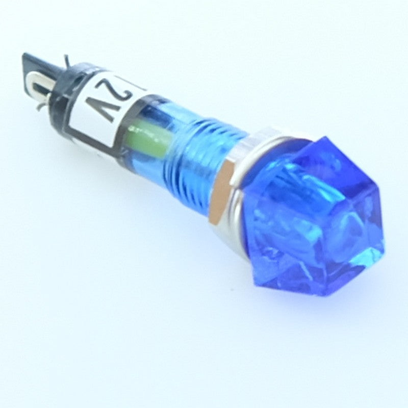 Voyant néon 12VDC bleu perçage 7mm carré 8x8mm - Distri-Compo