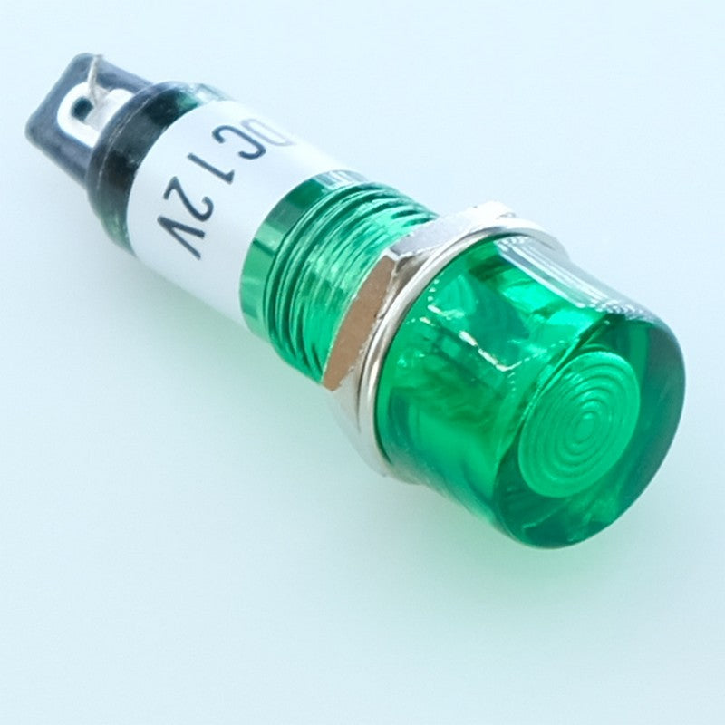 Voyant néon 12VDC vert perçage 10mm voyant 12mm - Distri-Compo
