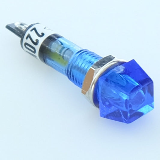 Voyant néon 220VAC bleu perçage 7mm carré 8x8mm