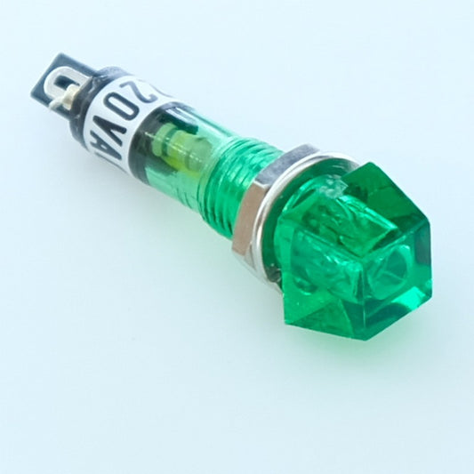 Voyant néon 220VAC vert perçage 7mm carré 8x8mm