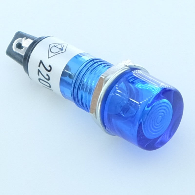 Voyant néon 220VAC bleu perçage 10mm voyant 12mm - Distri-Compo
