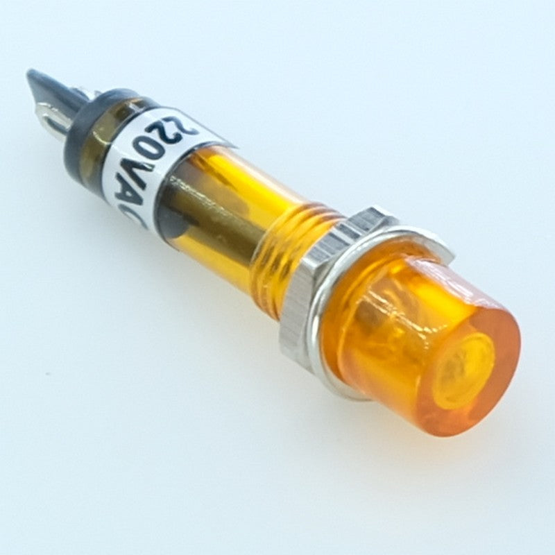 Voyant néon 220VAC orange perçage 7mm voyant 8mm - Distri-Compo
