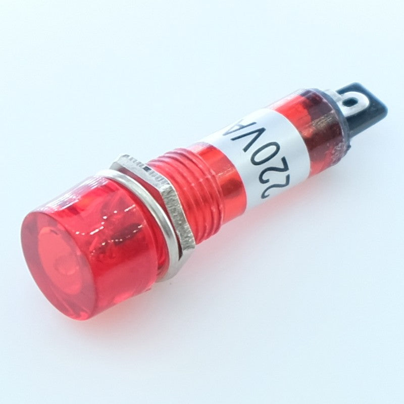 Voyant néon 220VAC rouge perçage 10mm voyant 12mm - Distri-Compo