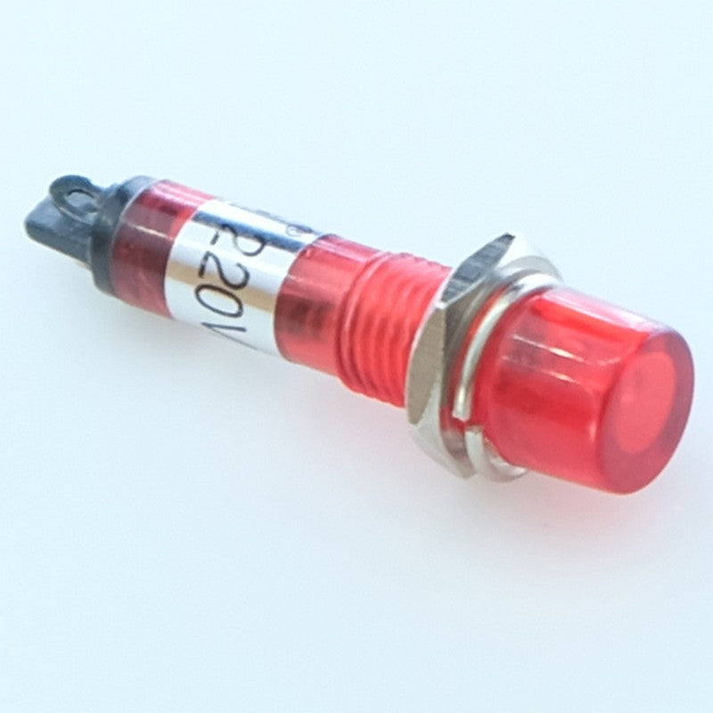 Voyant néon 220VAC rouge perçage 7mm voyant 8mm - Distri-Compo