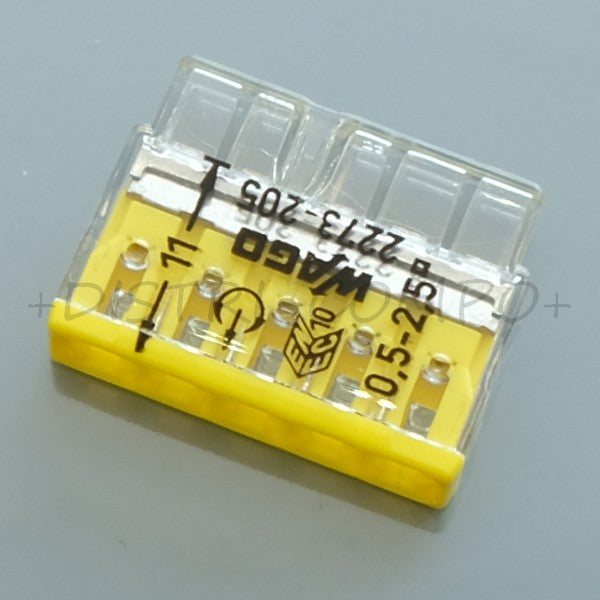 Bornier 5 voies enfichable 24A 2.5mm² Wago 2273-205